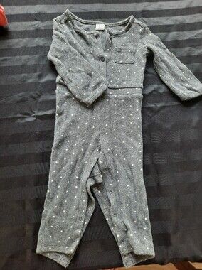 Baby Gap Gray Polka Dot Baby One-Piece Romper